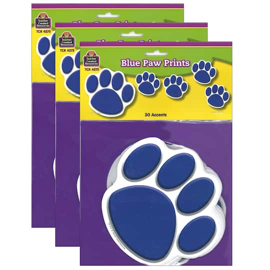Teacher Created Resources® Blue Paw Print Accents, 3 Packs of 30